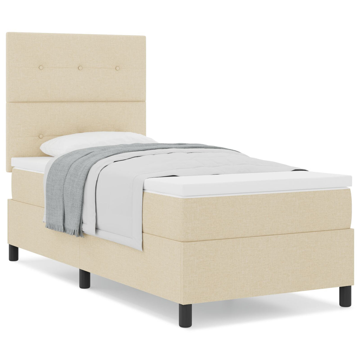 Boxspring Bed met Matras Crème Eenpersoons Stof