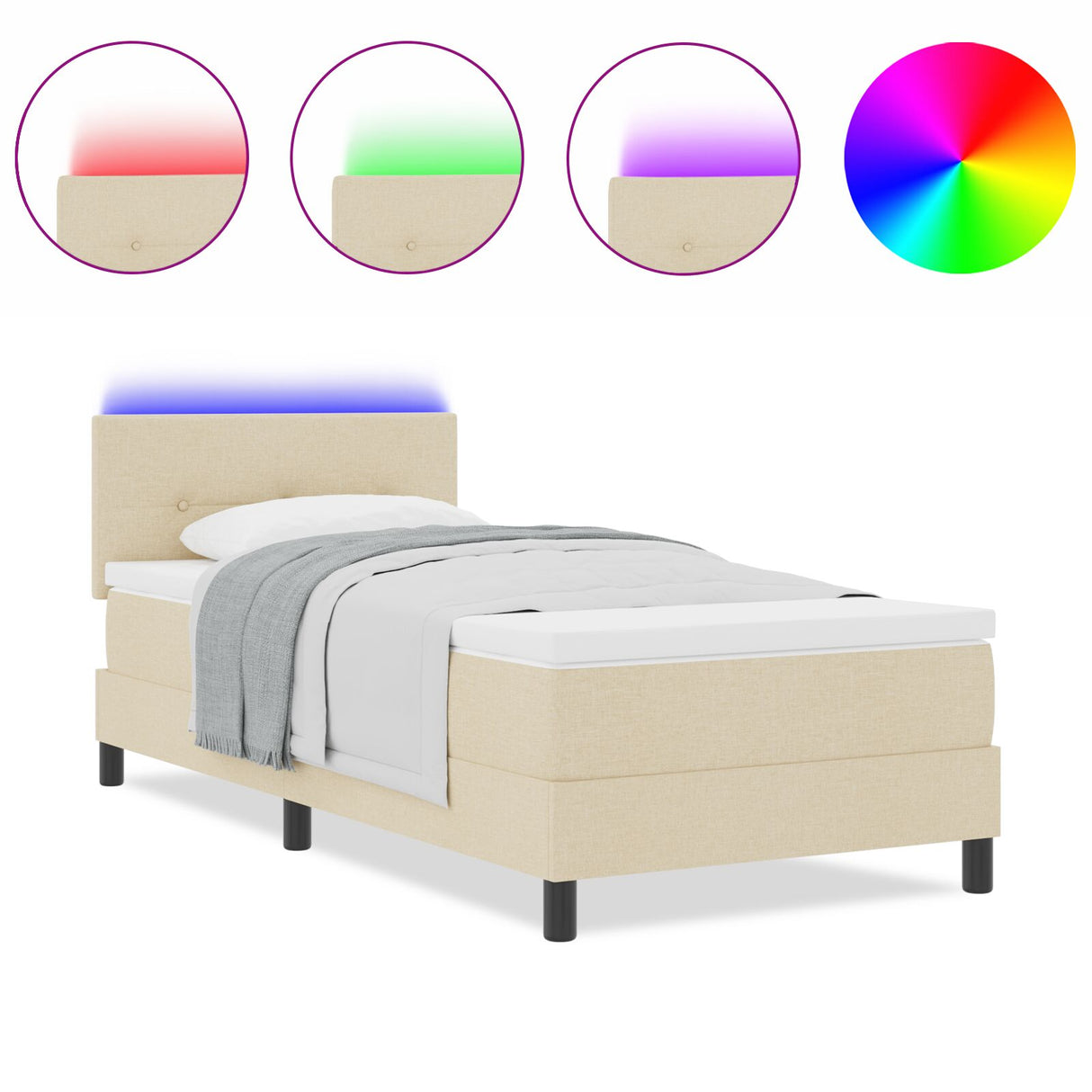 Bedframe met Matras Beige Stof 90 x 190 cm Bed Matras