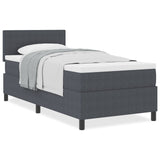 Boxspring Bed met Matras Donkergrijs Eenpersoons Corduroy Stof