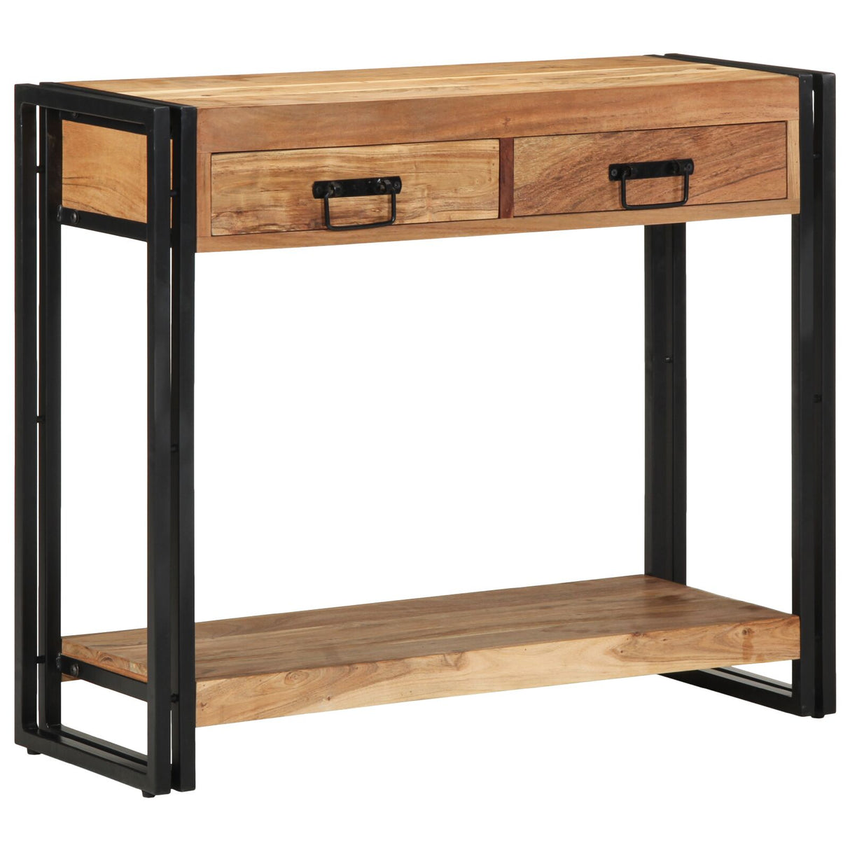 Consoletafel Zwart 90x33x75 cm Massief Acaciahout en Metaal