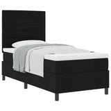 Boxspring Bed met Matras Zwart eenpersoons Stof