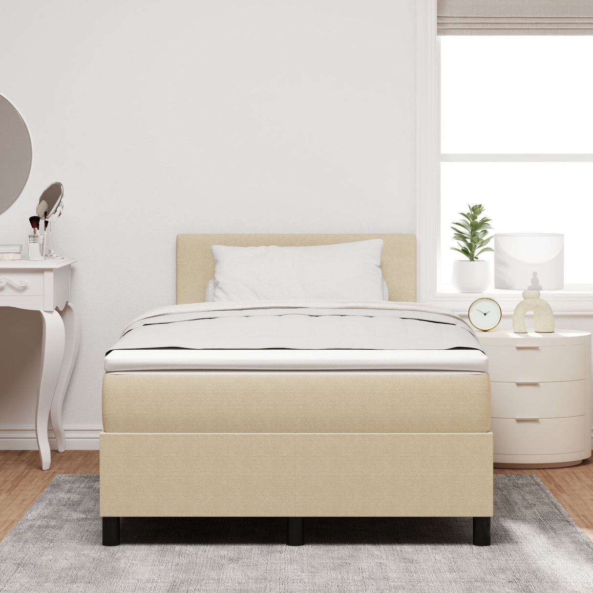 Boxspringbed met Matras Licht Groen Grijs Klein Dubbel Corduroy Stof