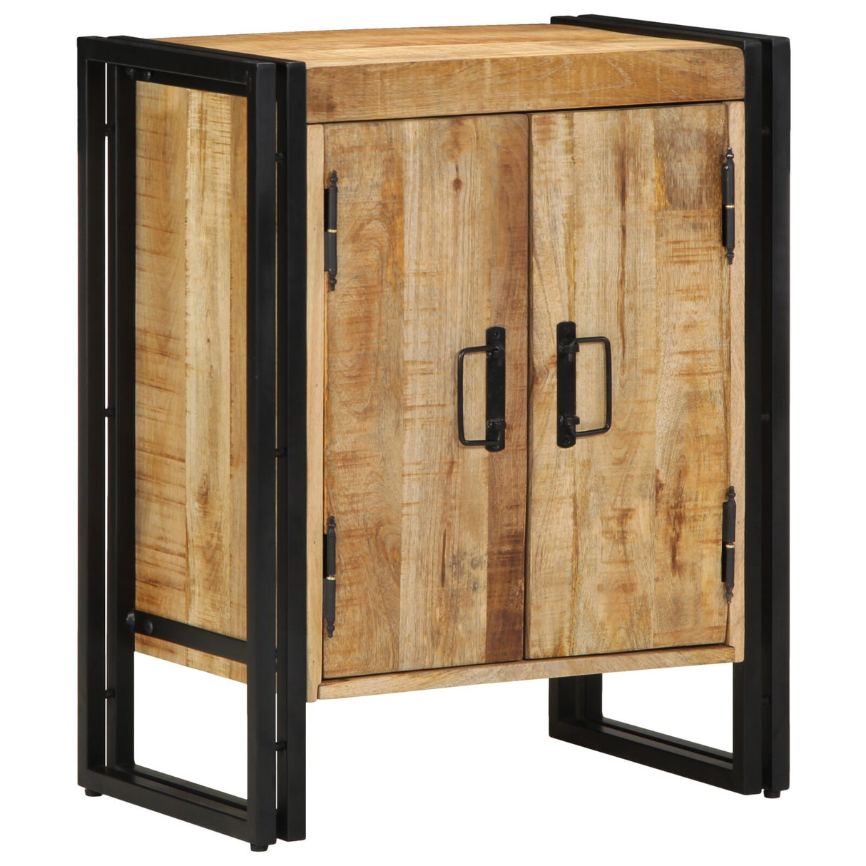 Schoenenkast Zwart 30x30x40 cm Massief Mangohout en Staal