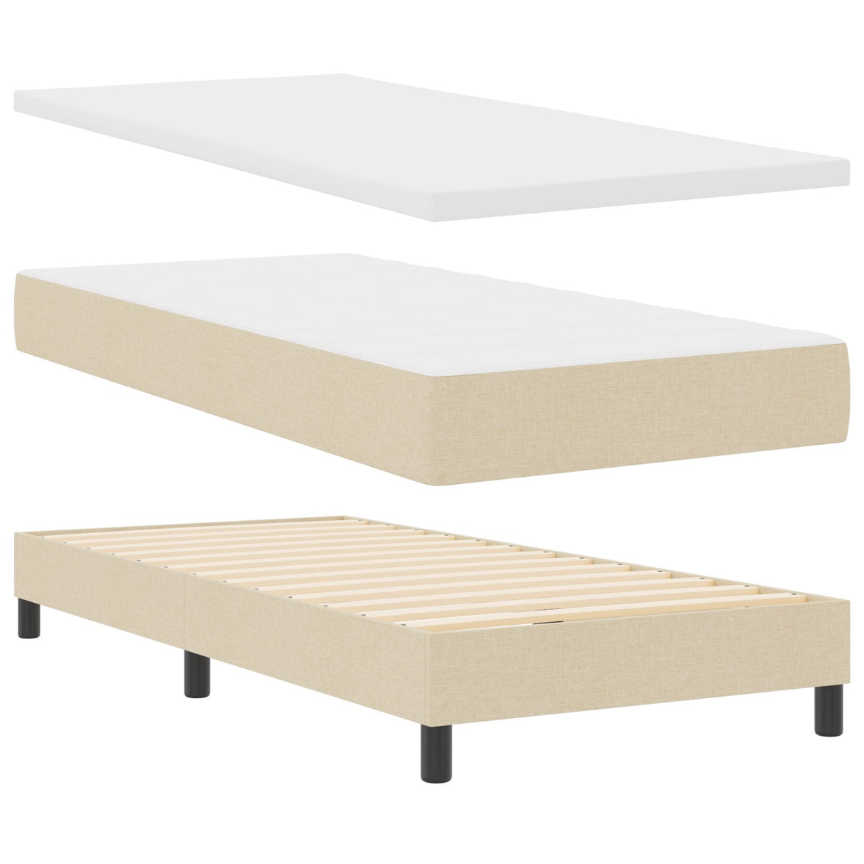 Bedframe met Matras Beige Stof 90 x 190 cm Bed Matras