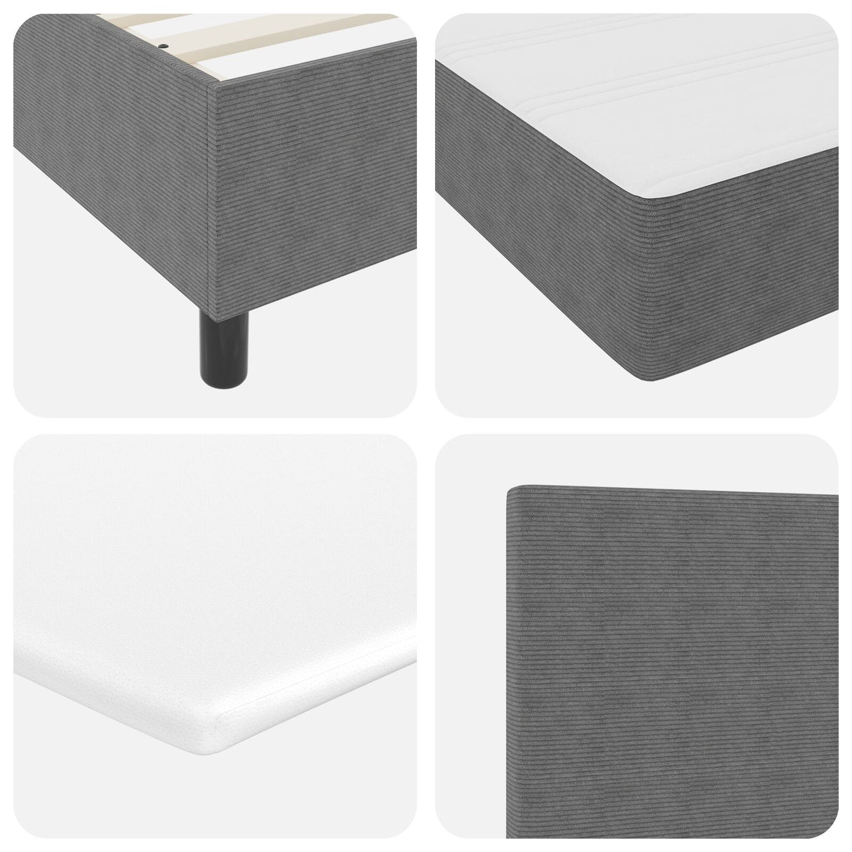 Boxspringbed met matras Lichtgrijs 80x200 cm Corduroy stof