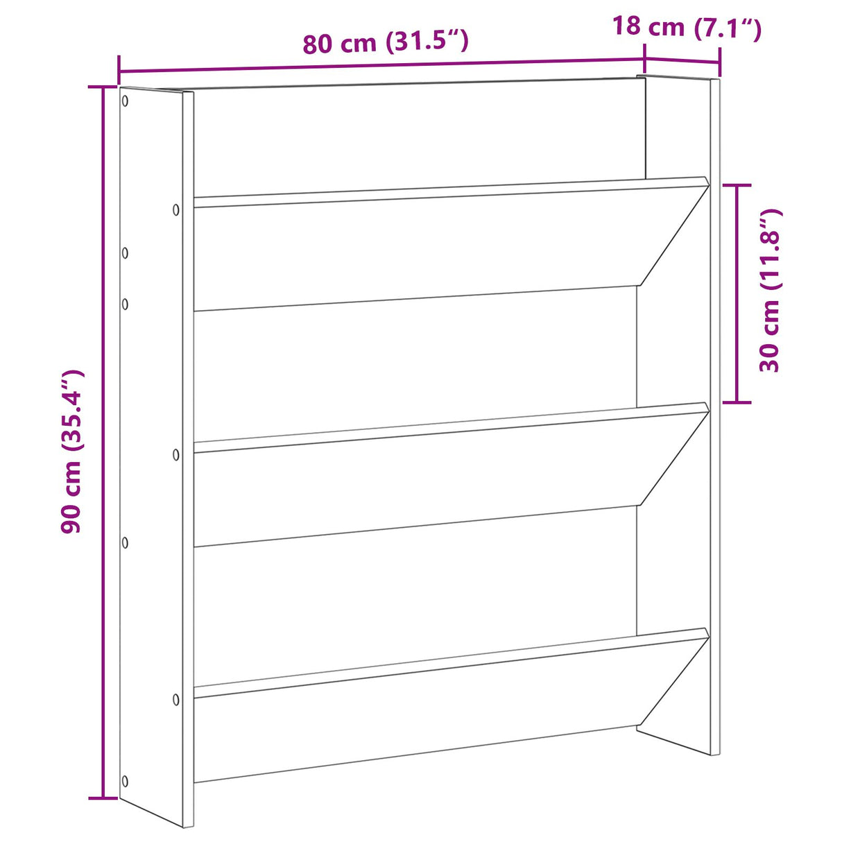 Wand Schoenenkast Zwart Eiken 80x18x90 cm Van Hout