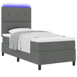 Boxspringbed met Matras & LED Donkergrijs 90x190 cm Stof