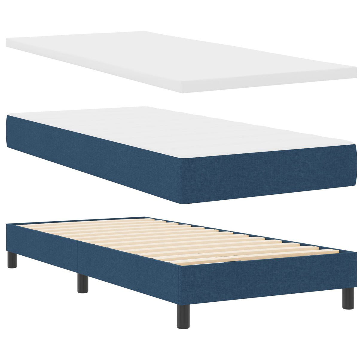 Bedframe met Matras Marineblauw Stof 90 x 190 cm Boxspringbed