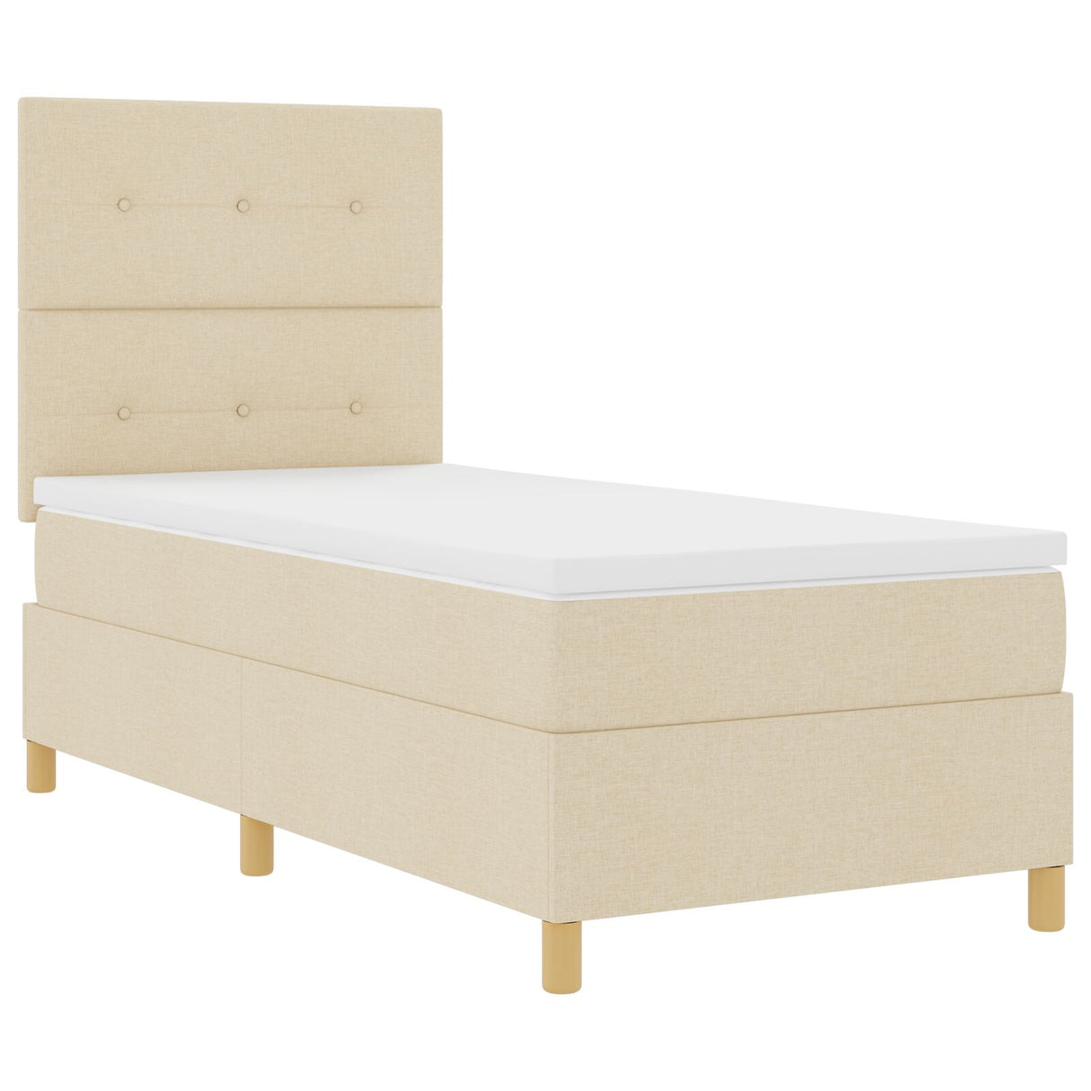 Boxspringbed met matras crème eenpersoons stof