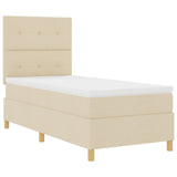 Boxspringbed met matras crème eenpersoons stof