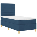 Boxspringbed met matras Blauw Eenpersoons Stof