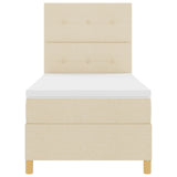 Boxspringbed met matras crème eenpersoons stof