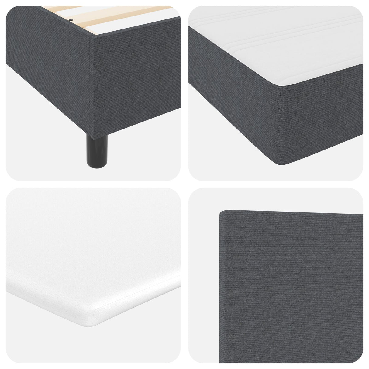 Boxspringbed met Matras Donkergrijs 80x200 cm Corduroy Stof