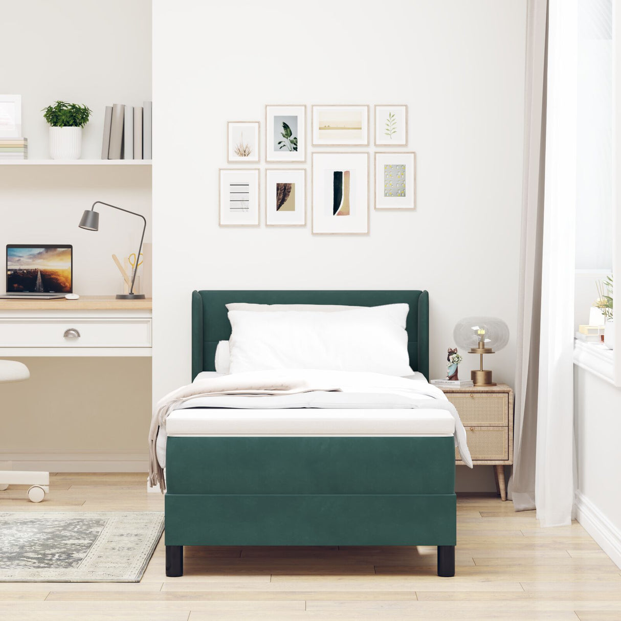 Boxspringbed met Matras Donkergroen 90x190 cm Fluweel
