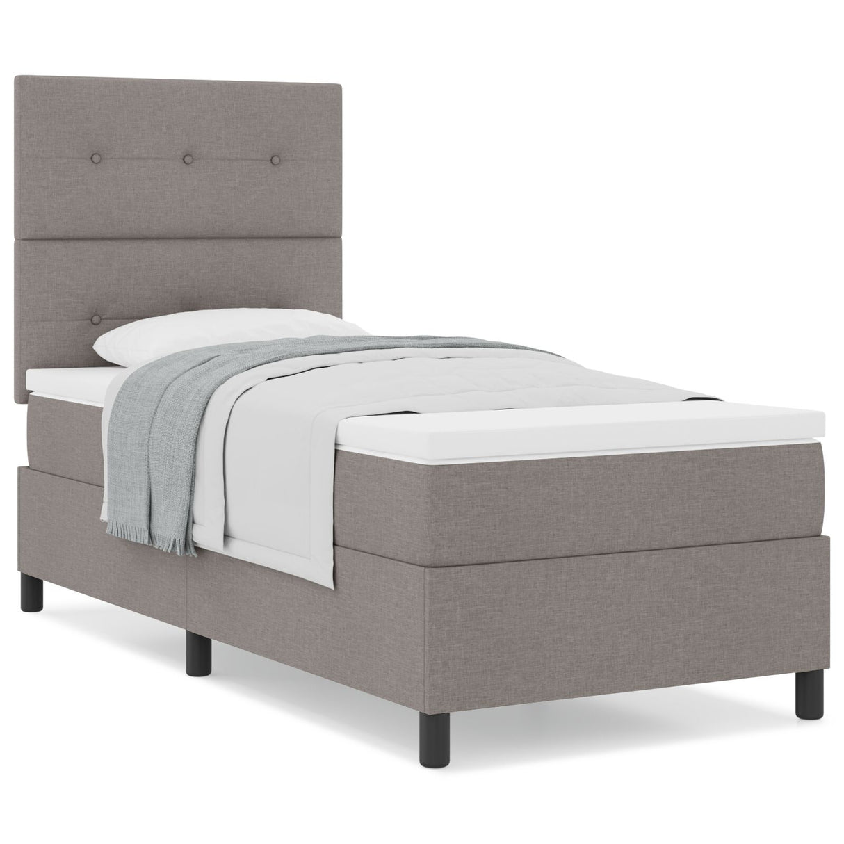 Boxspring Bed met Matras Taupe Eenpersoons Stof
