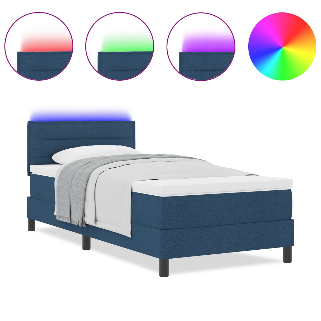Bedframe met Matras Marineblauw Stof 90 x 190 cm Boxspringbed