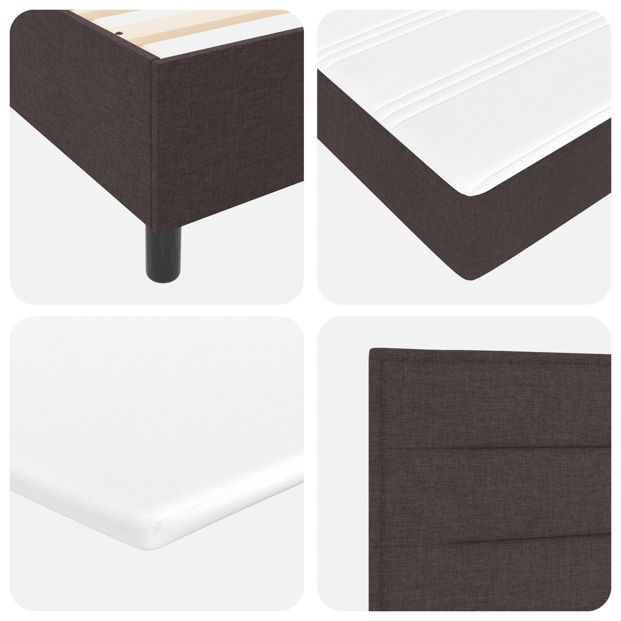 Boxspringbed met Matras Donkerbruin Eenpersoons Stof
