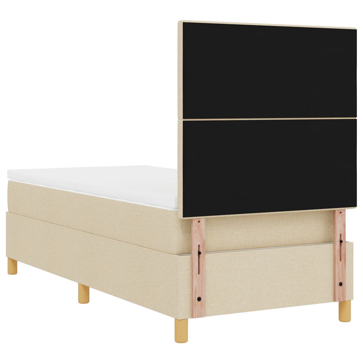 Boxspringbed met matras crème eenpersoons stof