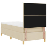 Boxspringbed met matras crème eenpersoons stof