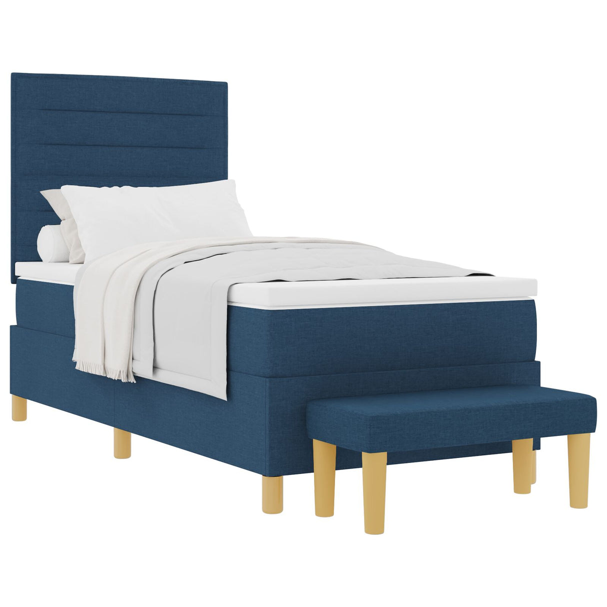 Bedframe met Matras Set van 2 Blauw Stof 90 x 190 cm Bedframe