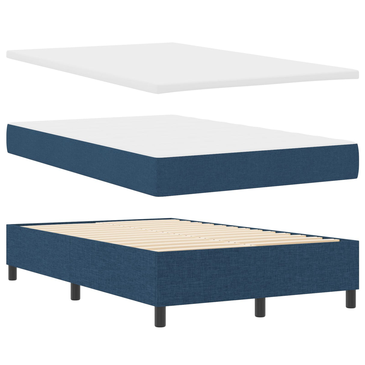 Boxspringbed met Matras & Bank Blauw 120x190 cm Stof