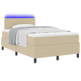 Boxspringbed met Matras & LED Licht Groen Grijs Klein Tweepersoons Corduroy Stof