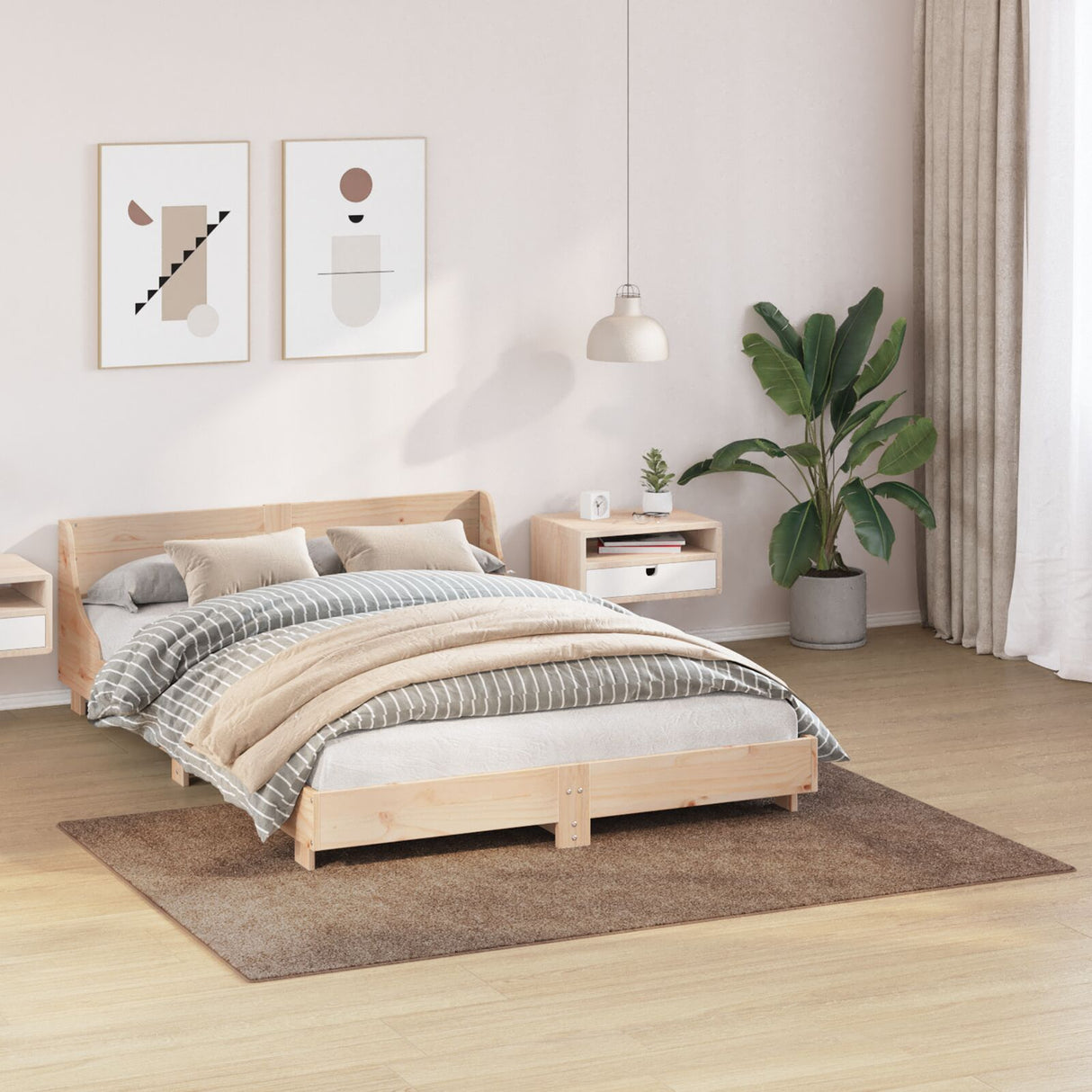 Fluffy Tapijt met Latex Achterkant Bruin 140x200 cm