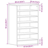 Schoenenkast Zwart Eik 60x35x92 cm Gelaagd Hout