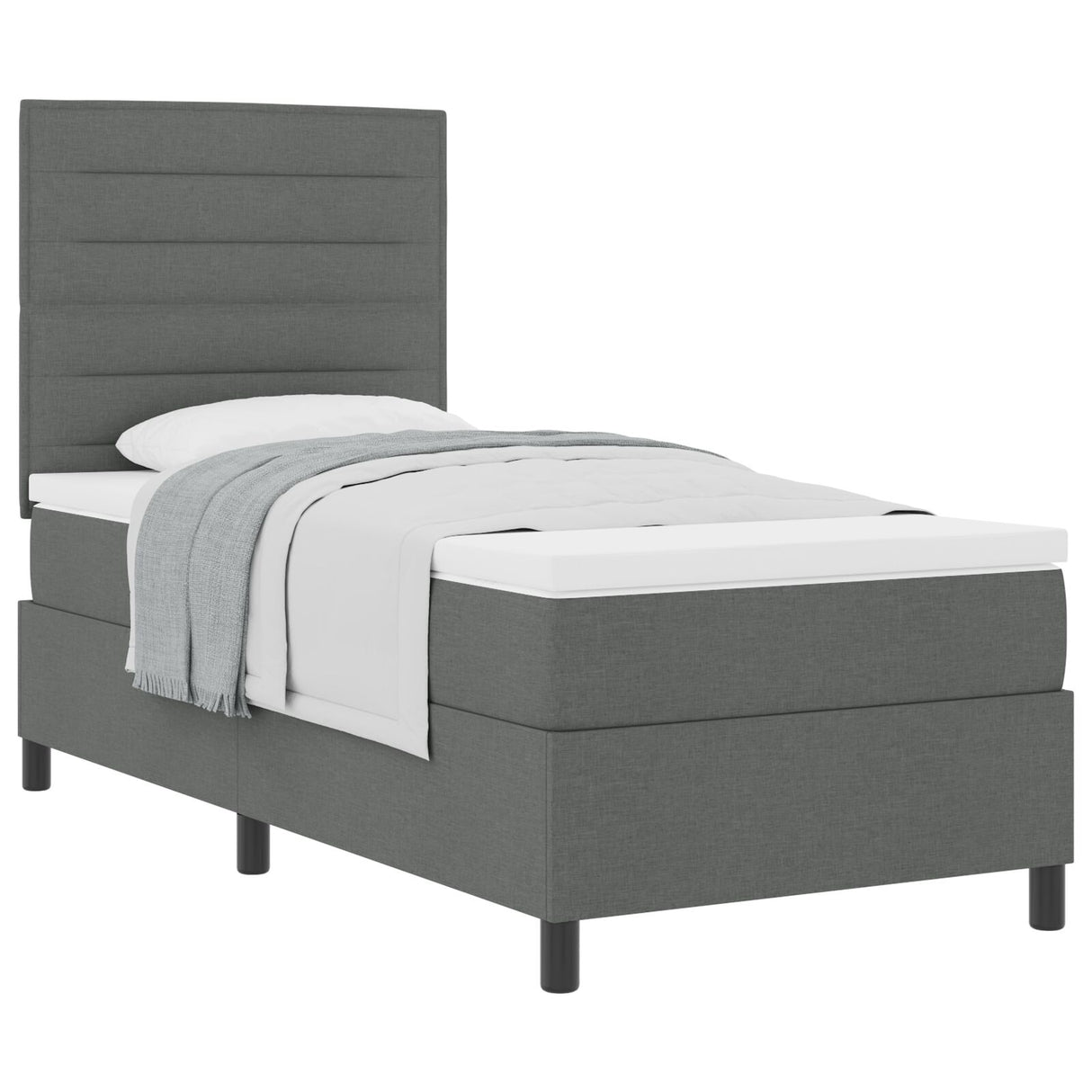 Boxspringbed met matras Donkergrijs Eenpersoonsstof