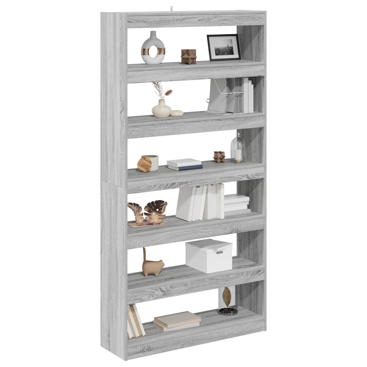 Boekenkast/Kamerdivider Zwart Eiken 100x30x198 cm Gemaakt van engineered hout