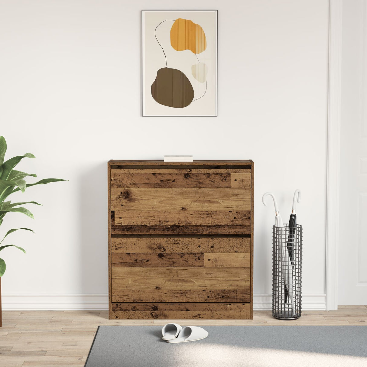 Schoenenkast met Flip Lade Oude Hout 80x21x87,5 cm