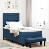 Boxspringbed met Matras & Bank Blauw 90x190 cm Stof