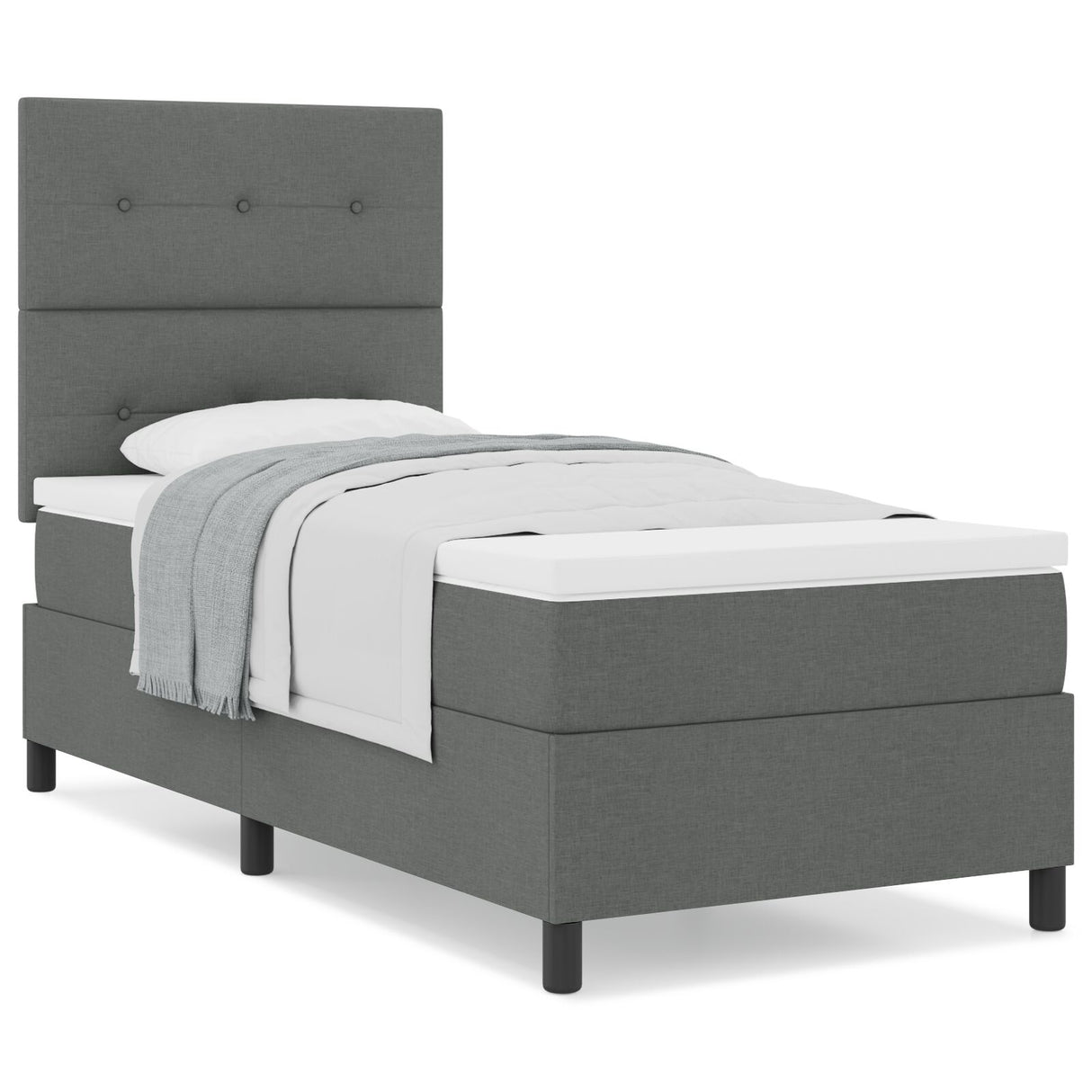 Boxspringbed met Matras Donkergrijs Eenpersoons Stof