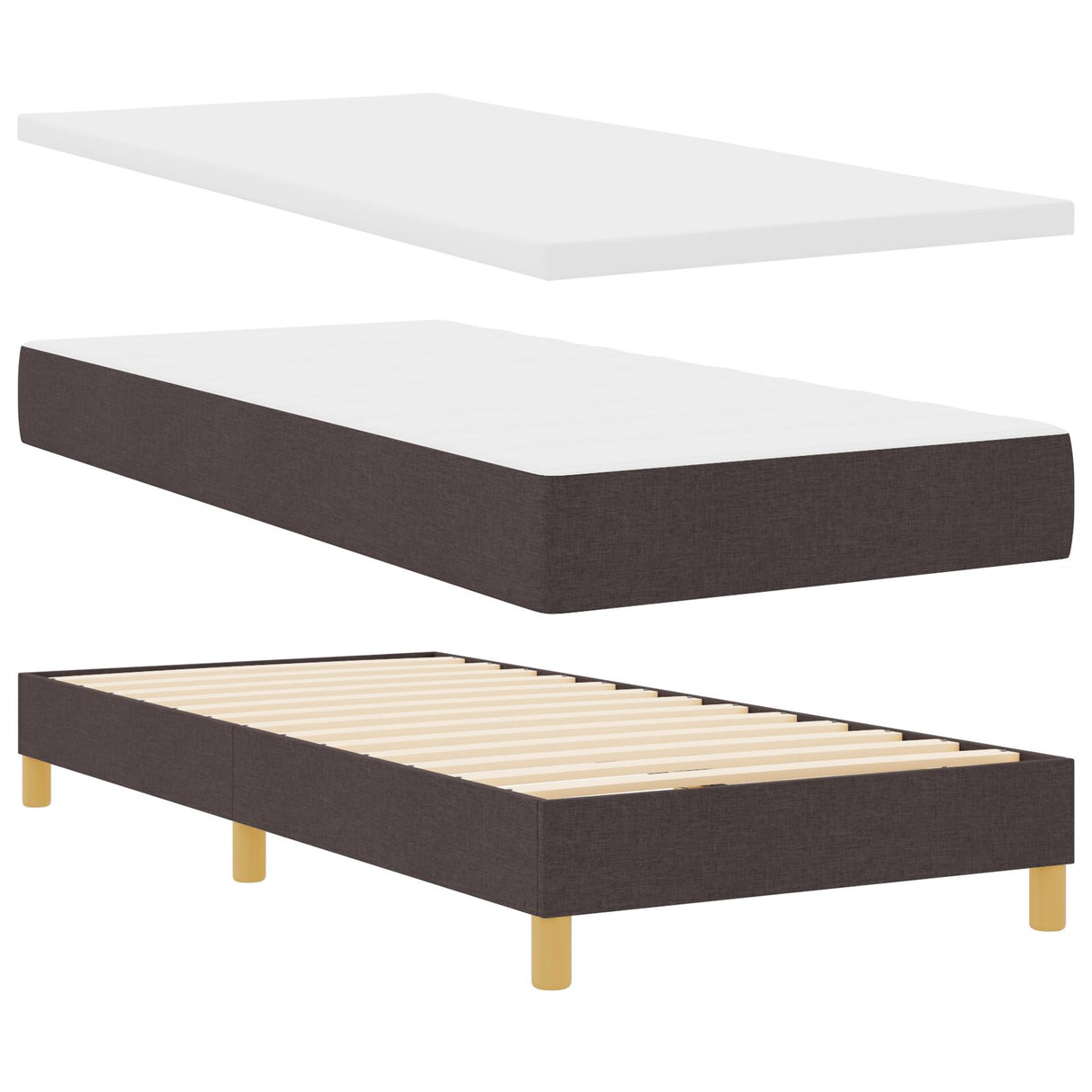 Boxspringbed met Matras & LED Donkerbruin 90x190 cm Stof