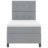 Boxspring Bed met Matras Lichtgrijs Eenpersoons Stof