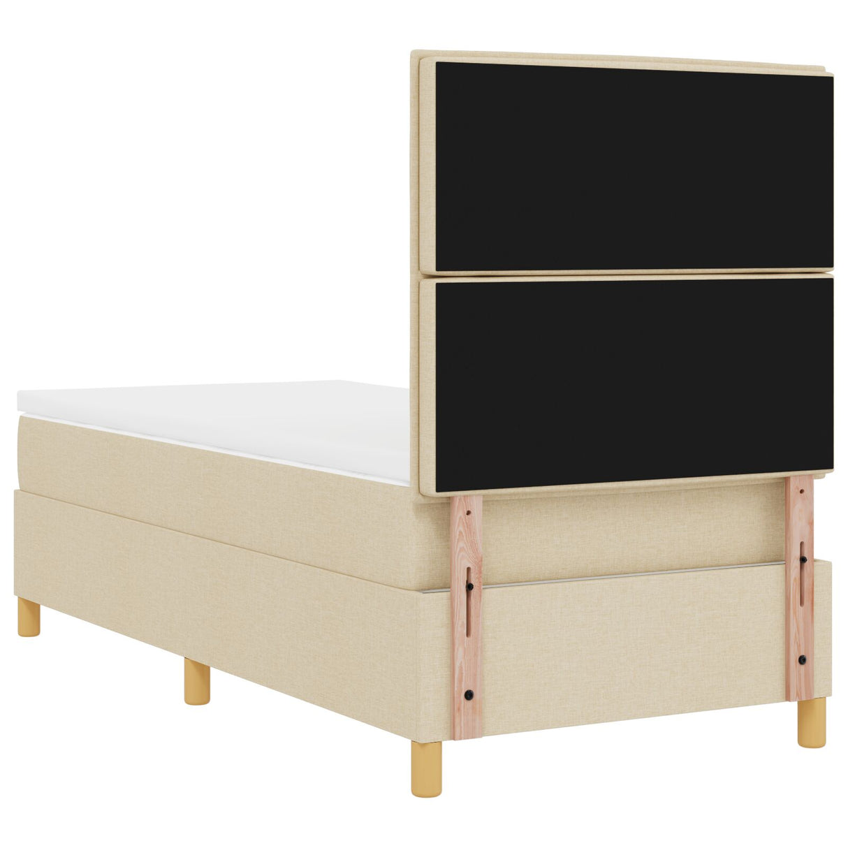 Boxspring Bed met Matras Crème Eenpersoons Stof