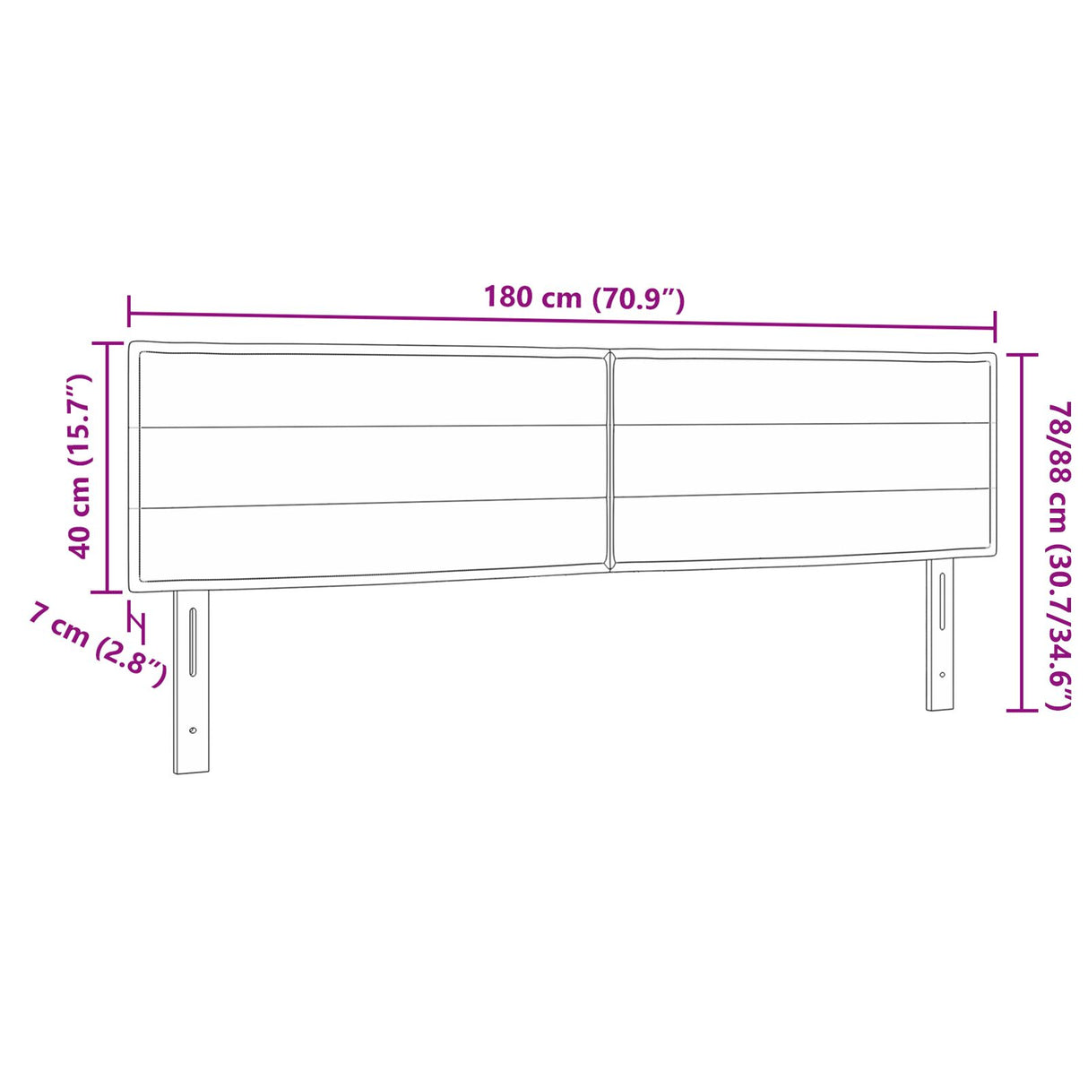 LED Hoofdeinde Lijnen Ontwerp Donker Grijs 90 cm Stof