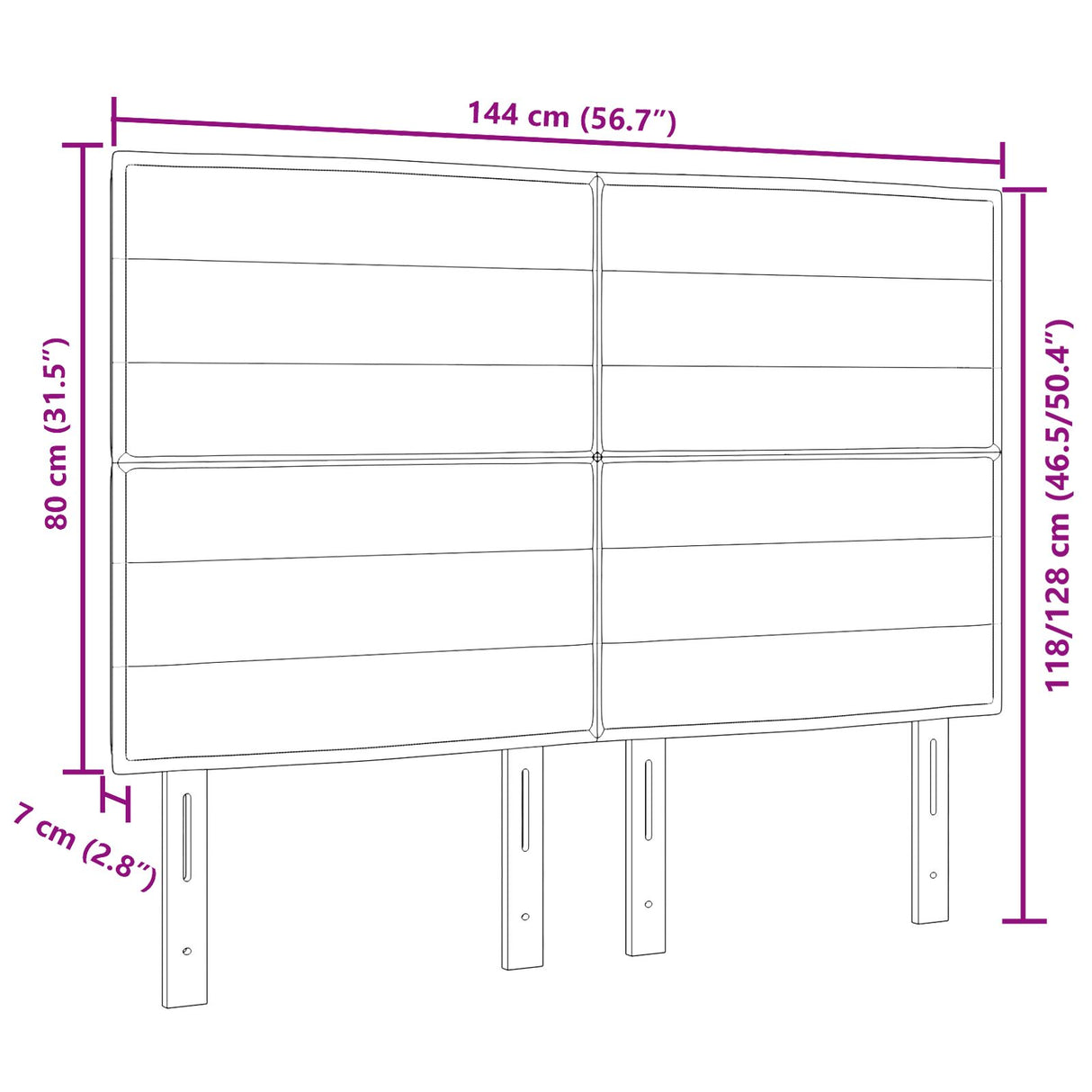 LED Hoofdbord Lijnen Ontwerp Blauw 72 cm Stof