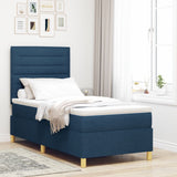 Boxspringbed met matras Blauw Eenpersoons Stof