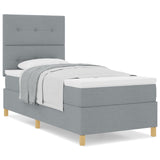 Boxspringbed met matras lichtgrijs eenpersoons stof