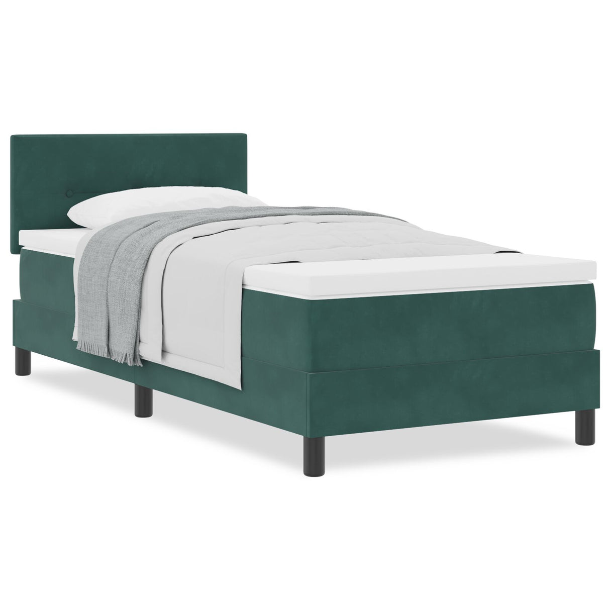 Boxspring Bed met Matras Donkergroen Eenpersoons Fluweel