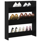 Wand Schoenenkast Zwart Eiken 80x18x90 cm Van Hout