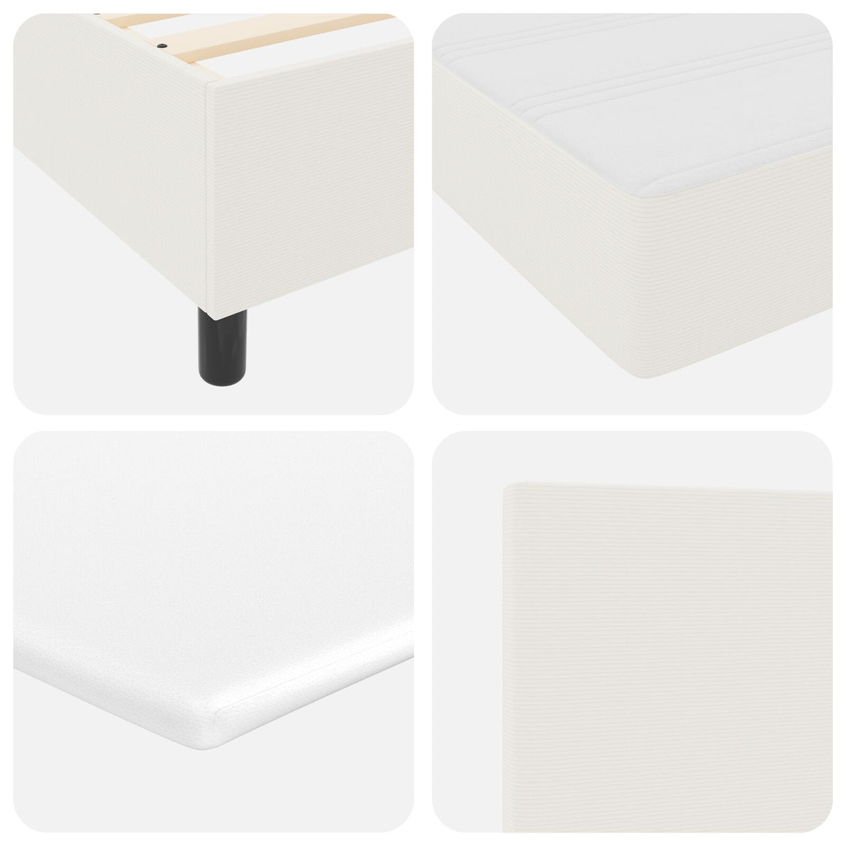 Boxspringbed met Matras Crème 80x200 cm Corduroy Stof