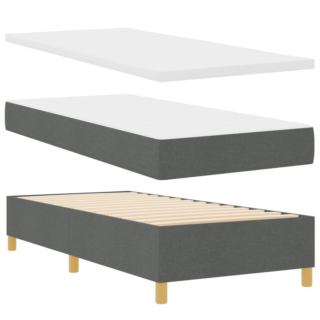 Boxspring Bed met Matras & LED Donkergrijs 90x190 cm Stof