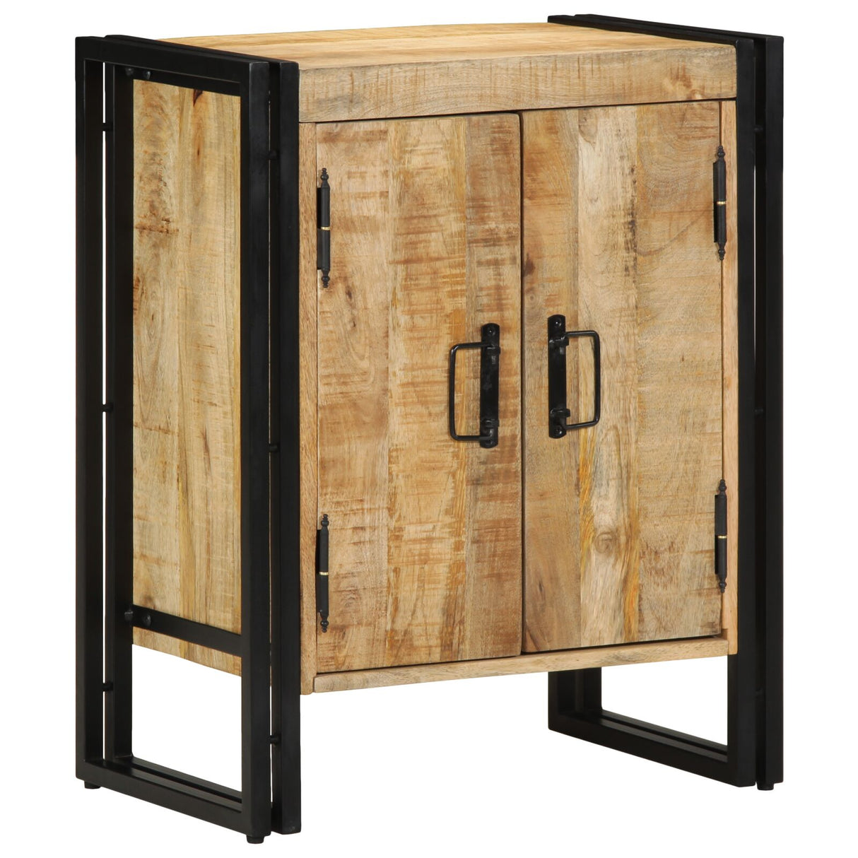 Schoenenkast Zwart 30x30x40 cm Massief Mangohout en Staal