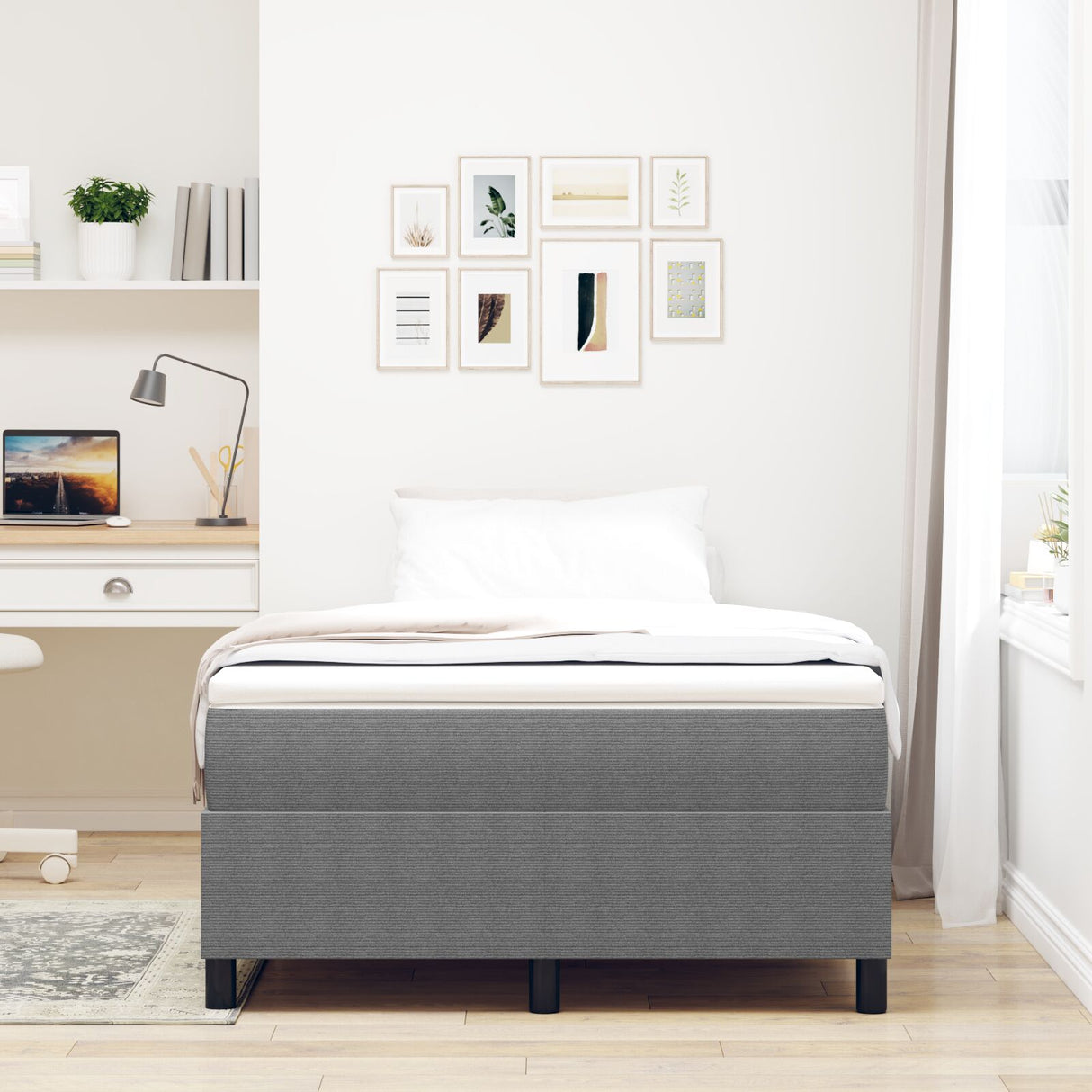 Boxspringbed met Matras Lichtgrijs Klein Dubbel Corduroy Stof