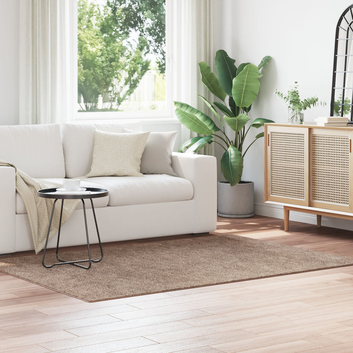 Fluffy Tapijt met Latex Achterkant Bruin 140x200 cm