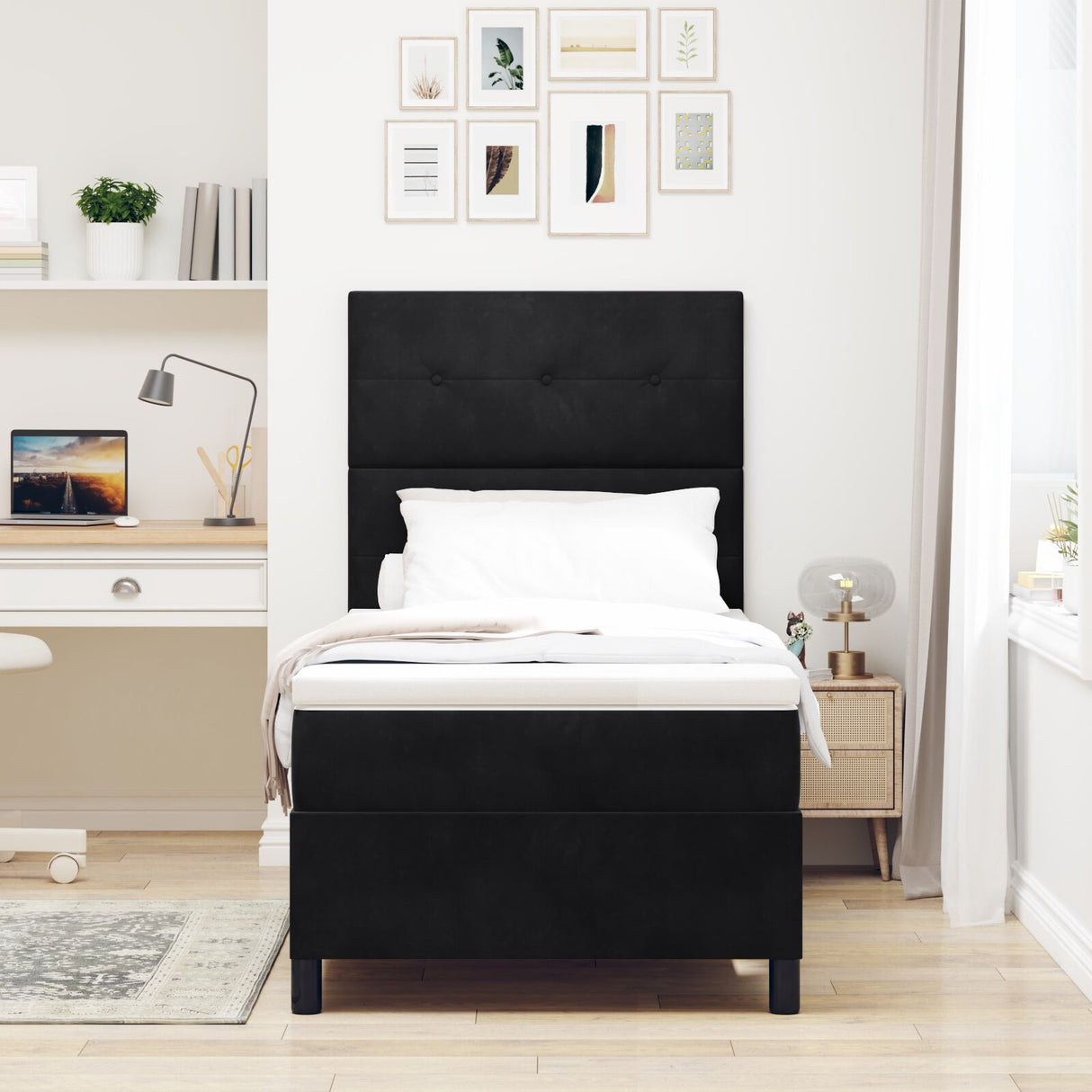 Boxspring Bed met Matras Zwart 80x200 cm Velvet