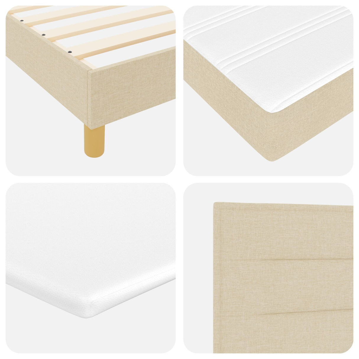 Boxspring Bed met Matras Crème 90x190 cm Stof