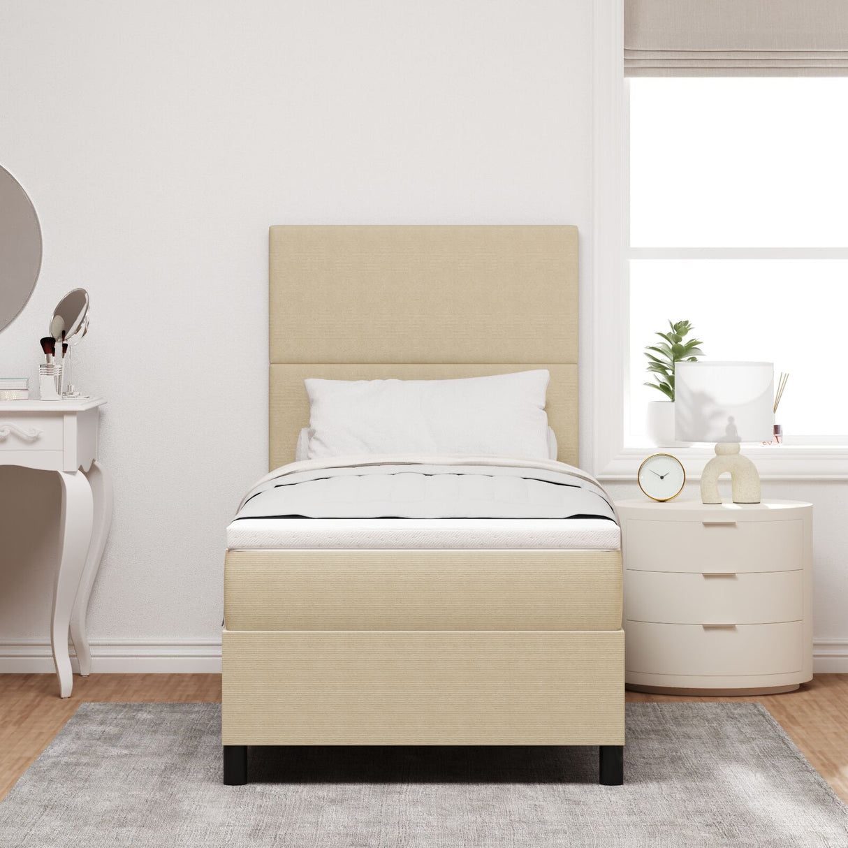 boxspringbed met matras & LED licht Groen Grijs 80x200 cm Corduroy stof
